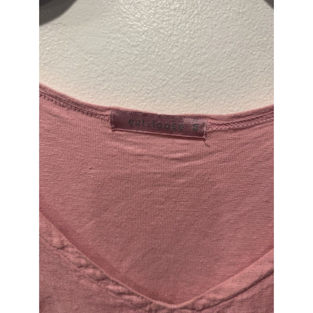 Cut Loose Powder Pink Linen Cotton Blend V Neck Tank Top Women's Size M - Picture 6 of 8